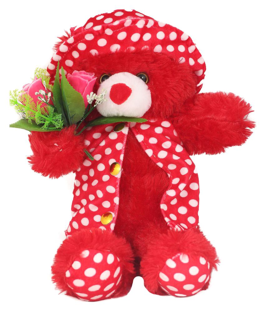     			Tickles Jacket Teddy with Rose Stuffed Soft Plush Animal Toy for Kids (Size: 35 cm Color: Red)