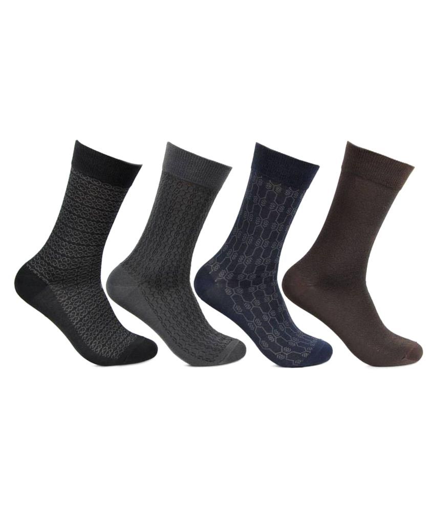     			Tahiro Multicolour Cotton Designed Mid Length Socks -  Pack Of 4