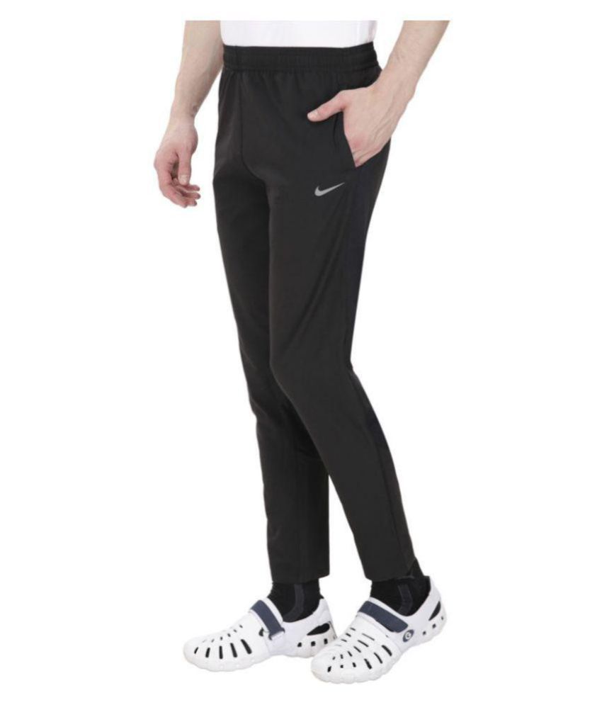 nike black polyester lycra trackpants