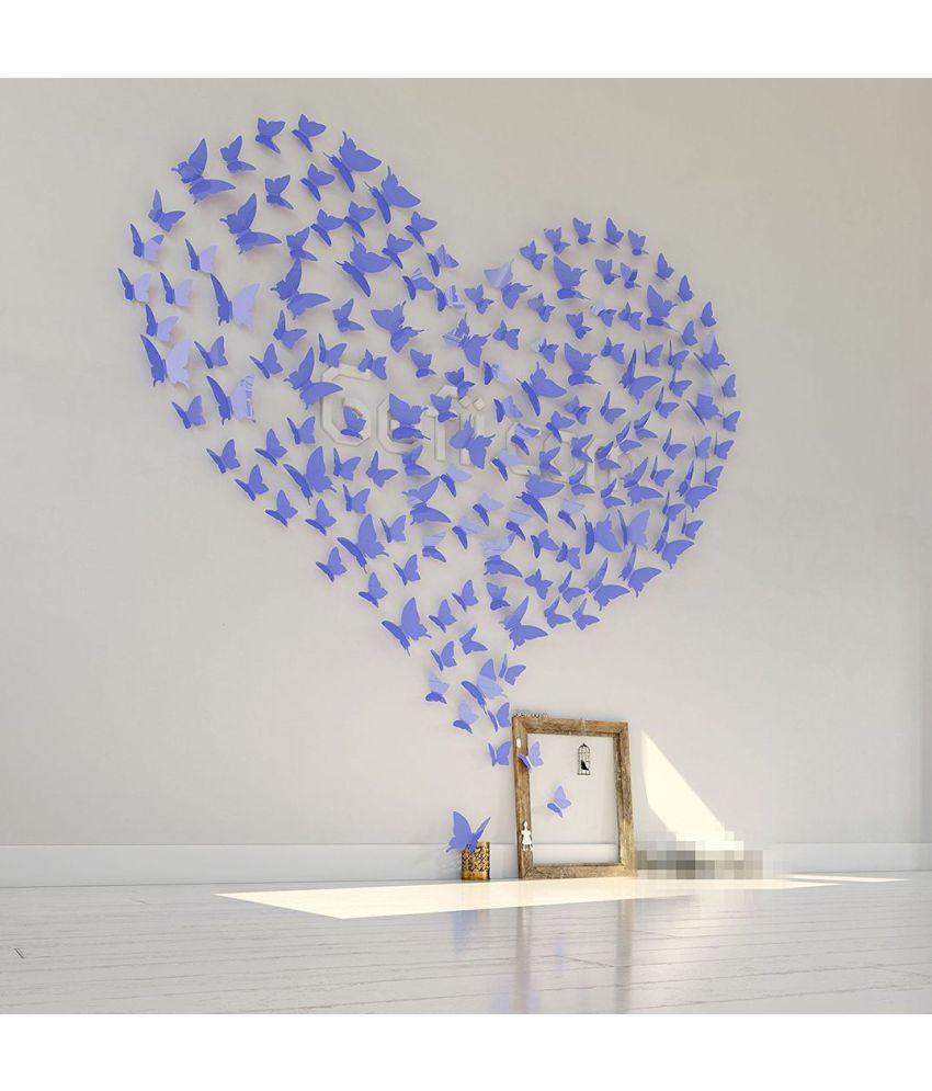     			Jaamso Royals 3D Butterfly PVC Vinyl Blue Wall Sticker - Pack of 1