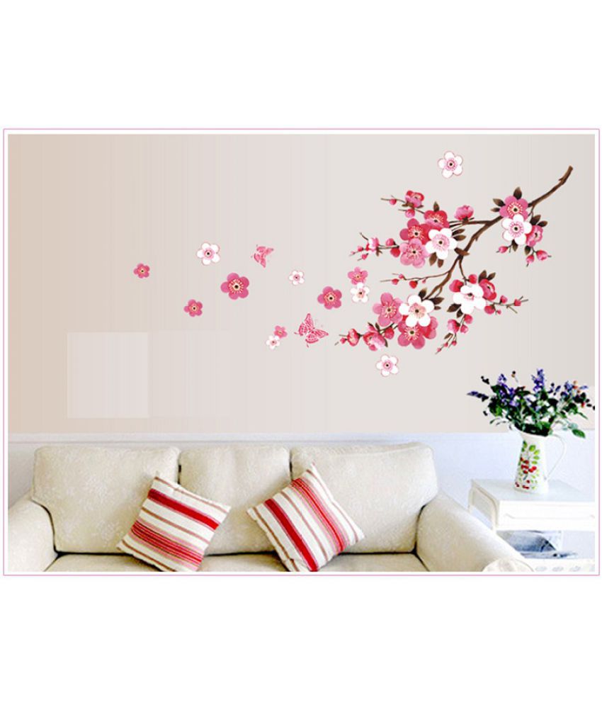     			Jaamso Royals Nature Design PVC Vinyl Pink Wall Sticker - Pack of 1
