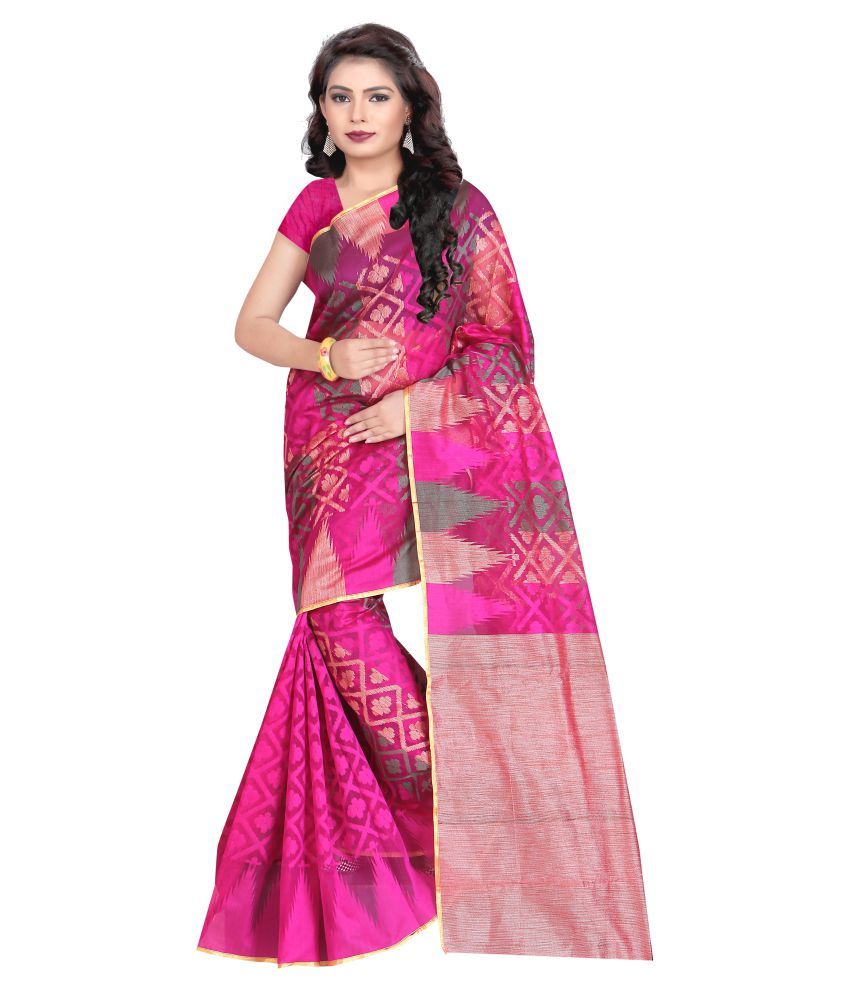 Sharda Creation Pink Cotton Saree - Buy Sharda Creation Pink Cotton ...