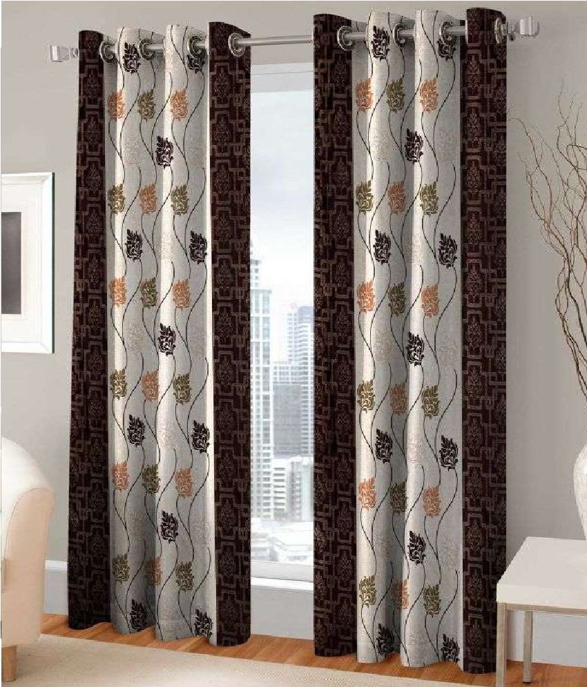     			Fashion Fab Set of 2 Window Eyelet Curtains Printed Multi Color