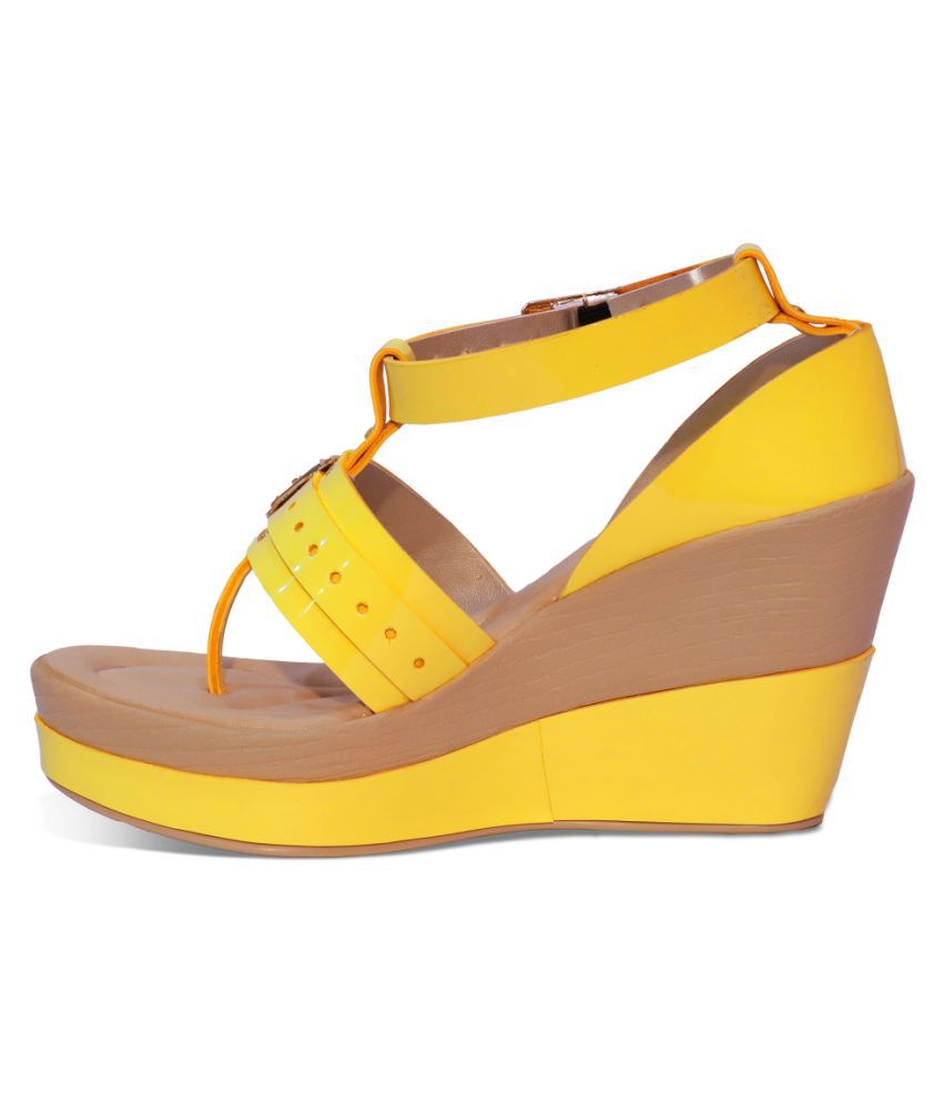 La Briza Yellow Wedges Heels Price in India- Buy La Briza Yellow Wedges ...