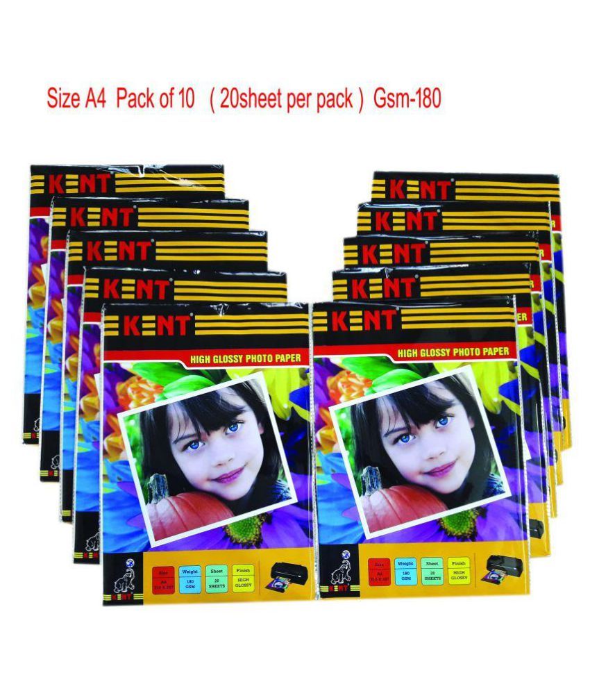 Kent Photo Glossy paper A4 180 gms pack of 10 ( 20 sheet per pack