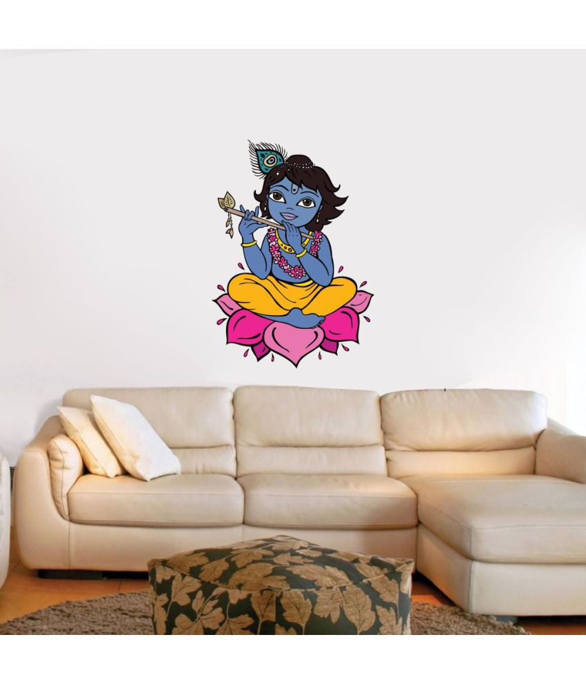     			Decor Villa Bal Krishna PVC Multicolour Wall Sticker - Pack of 1