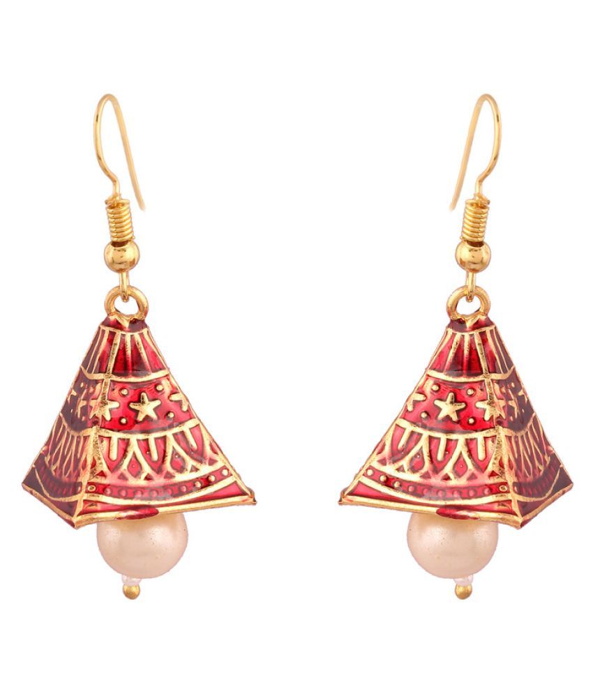 I Jewels Jaipur Collection Rajasthani Jhumkas with Meenakari work for Women E2536M Buy I