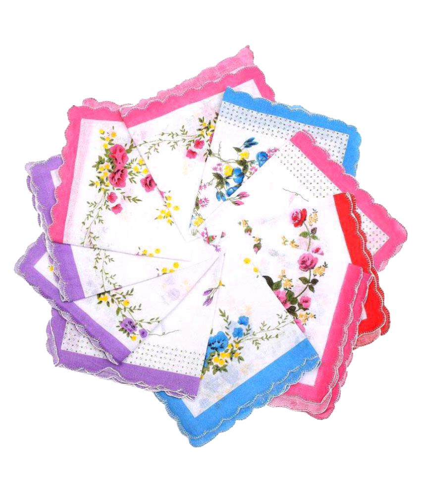     			Tahiro Multicolour Print Cotton Handkerchiefs - Pack Of 12