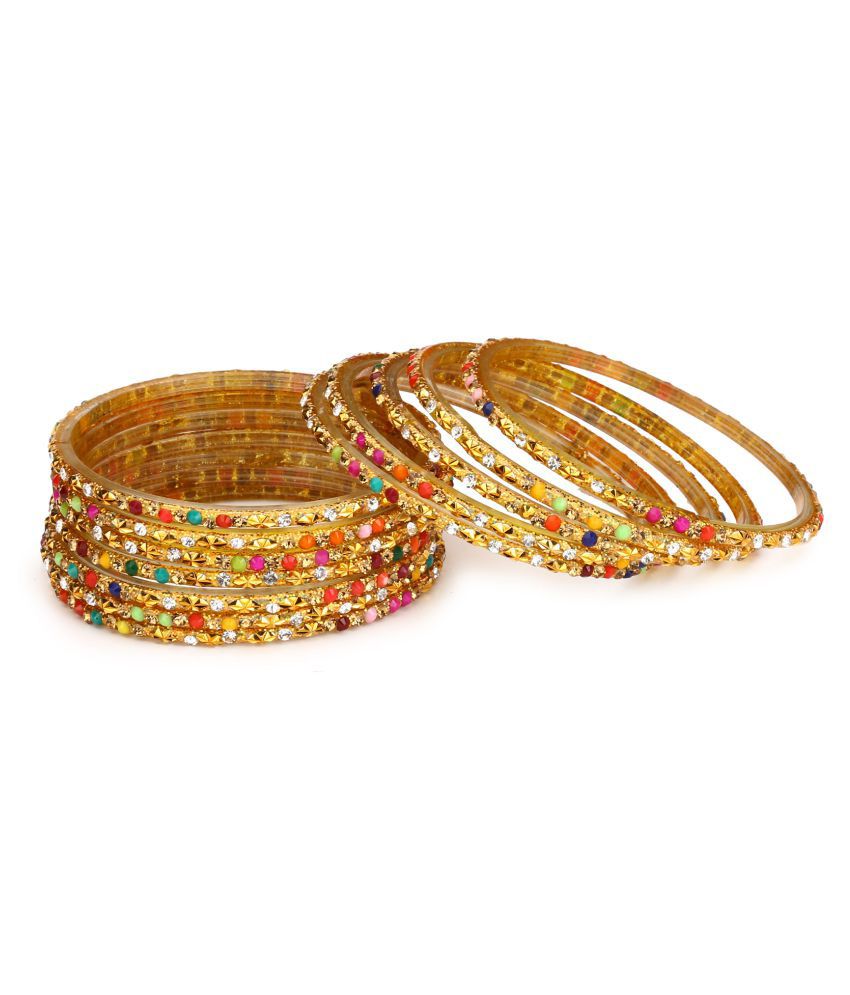     			Somil 12 Multicolor Glass Bangle Party Set Fully Ornamented With Colorful Beads & Crystal With Safety Box-EK_2.4