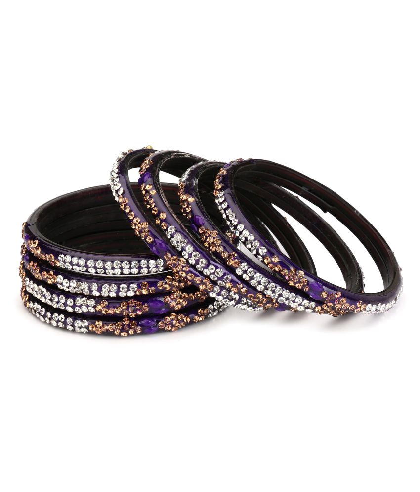     			Somil Parties Glass 8 bangle Cum Kada Set Full decorative With Golden & White Crystal Stone With Safety Box-DU_2.4