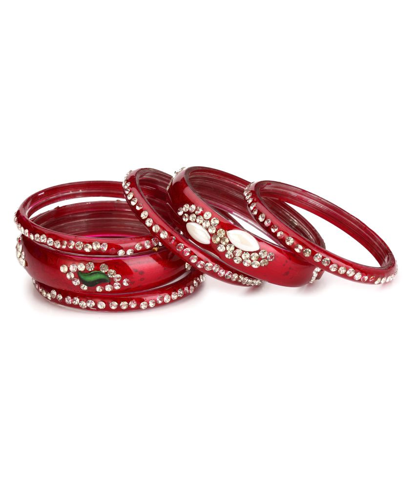     			Somil Red Color 2 Kada & 4 Bangle Set decorative With Colorful Beads & Stones With Safety Box-DI_2.4