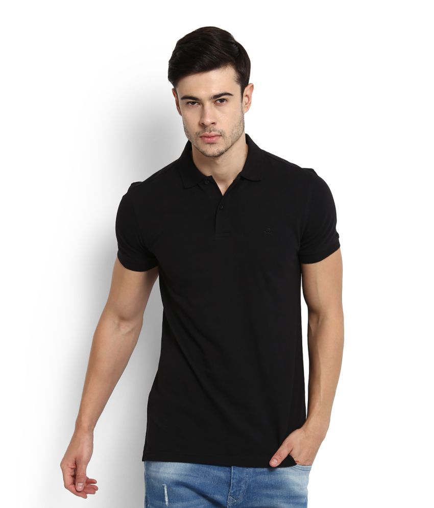 United Colors of Benetton Black Regular Fit Polo T Shirt - Buy United ...