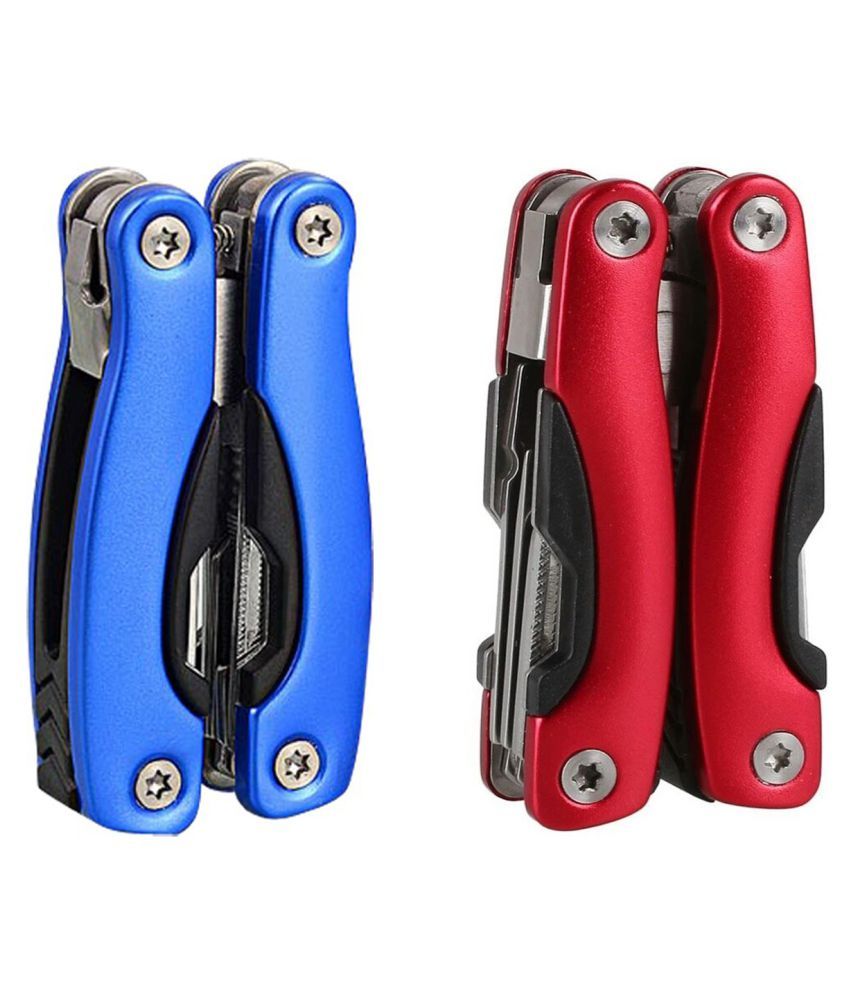 Jeeya His amp; Her Combo In Toolbro 9 Function Multi Utility Swiss Knife Red amp; Blue Pack of 2