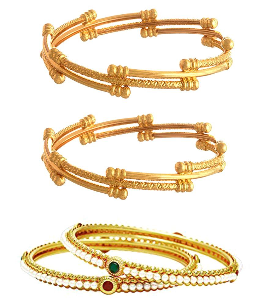     			Zeneme Classic Gold Plated Bangle combo set