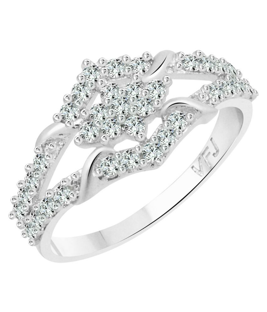     			Vighnaharta Graceful Design CZ Rhodium Plated Alloy Ring for Women and Girls - [VFJ1252FRR10]