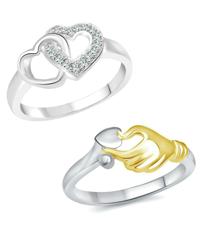     			Vighnaharta Valentine Best Gift CZ Rhodium Plated Alloy Combo Ring set for Women and Girls [1050FRR-1117FRR] - [VFJ1237FRR15]