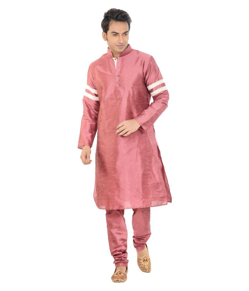     			Deyann Pink Silk Blend Kurta Pyjama Set