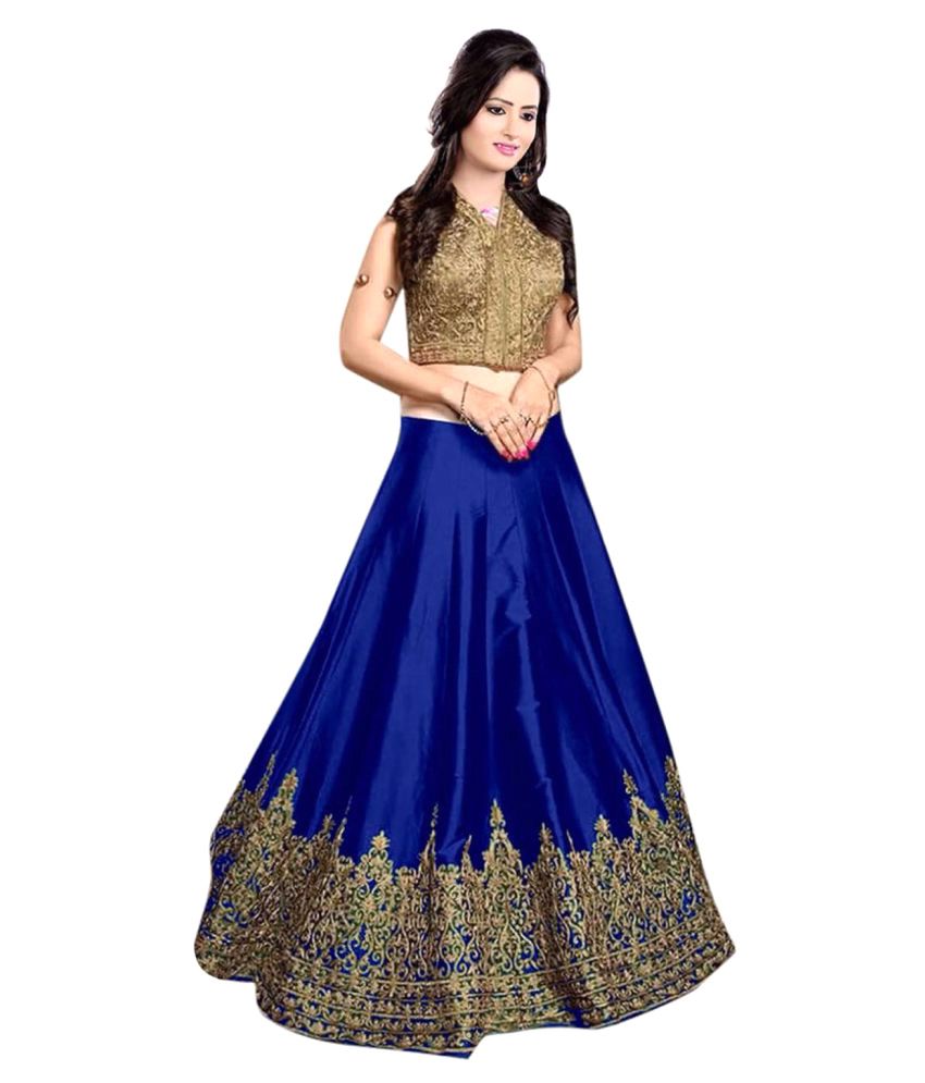 Bhavya Enterprise Blue Bangalore Silk Semi Stitched 