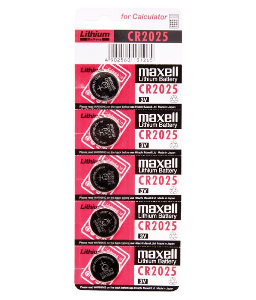 Maxell CR2025 Lithium Battery 5 Pieces. 3V Lithium Button Coin Cell