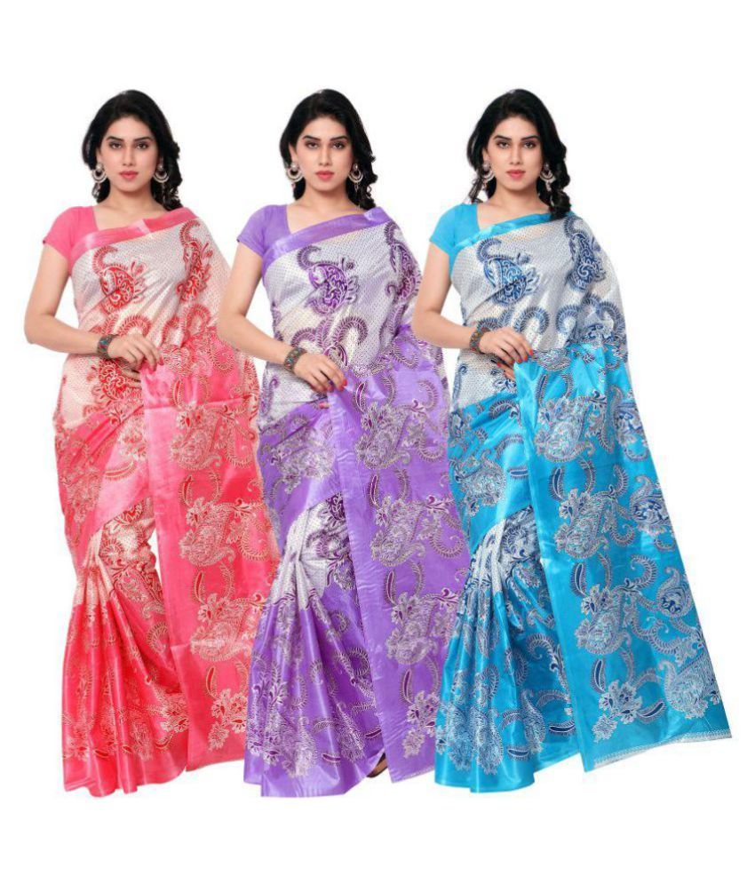 Sharda Creation Multicoloured Art Silk Saree Combos Buy Sharda