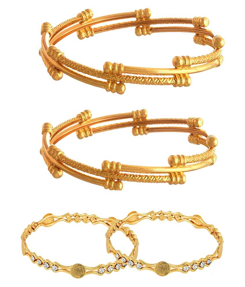     			Zeneme Intriguing Gold plated bangle Combo set