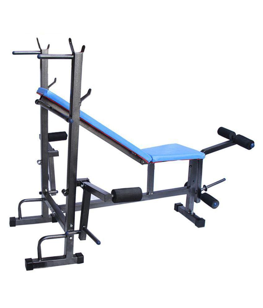 Fitfly 40kg Home Gym Set with 3ft Curl,5ft Straight Rod, Dumbbell Rods,8 in 1 Multipurpose Bench