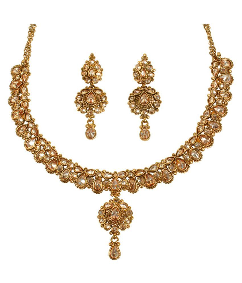 Much More Brass Made Traditional Design Work Charming Polki Necklace