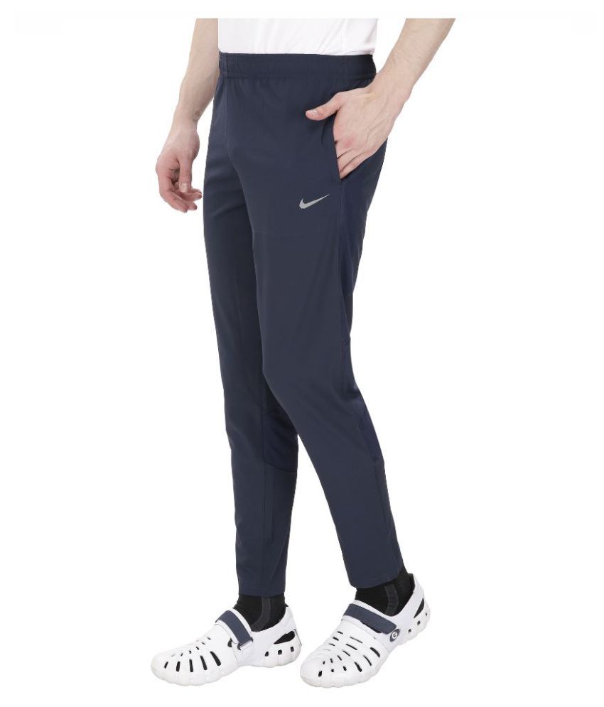 Nike Navy Polyester Lycra Trackpants 