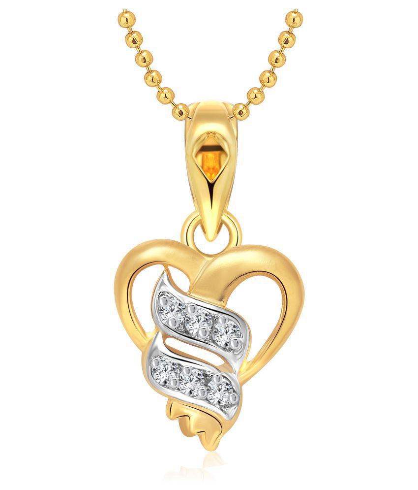     			Vighnaharta Flory Heart Selfie (CZ) Gold and Rhodium Plated Alloy Pendant with chain for Girls and Women.