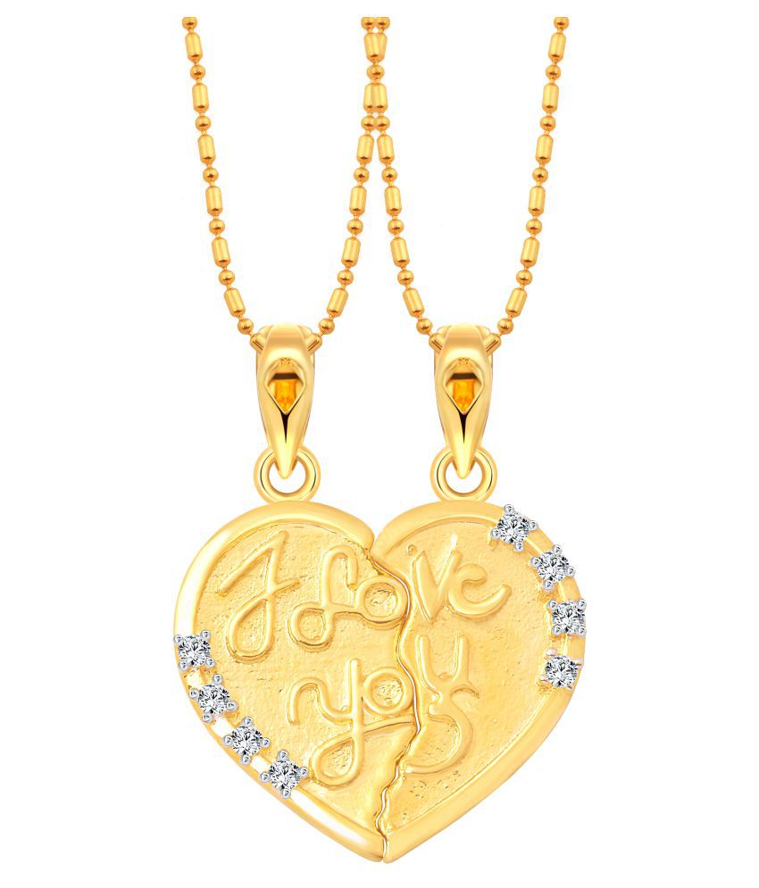     			Vighnaharta Golden Broken Heart CZ Gold and Rhodium Plated Alloy Pendant with Chain for Girls and Women - [VFJ1213PG]