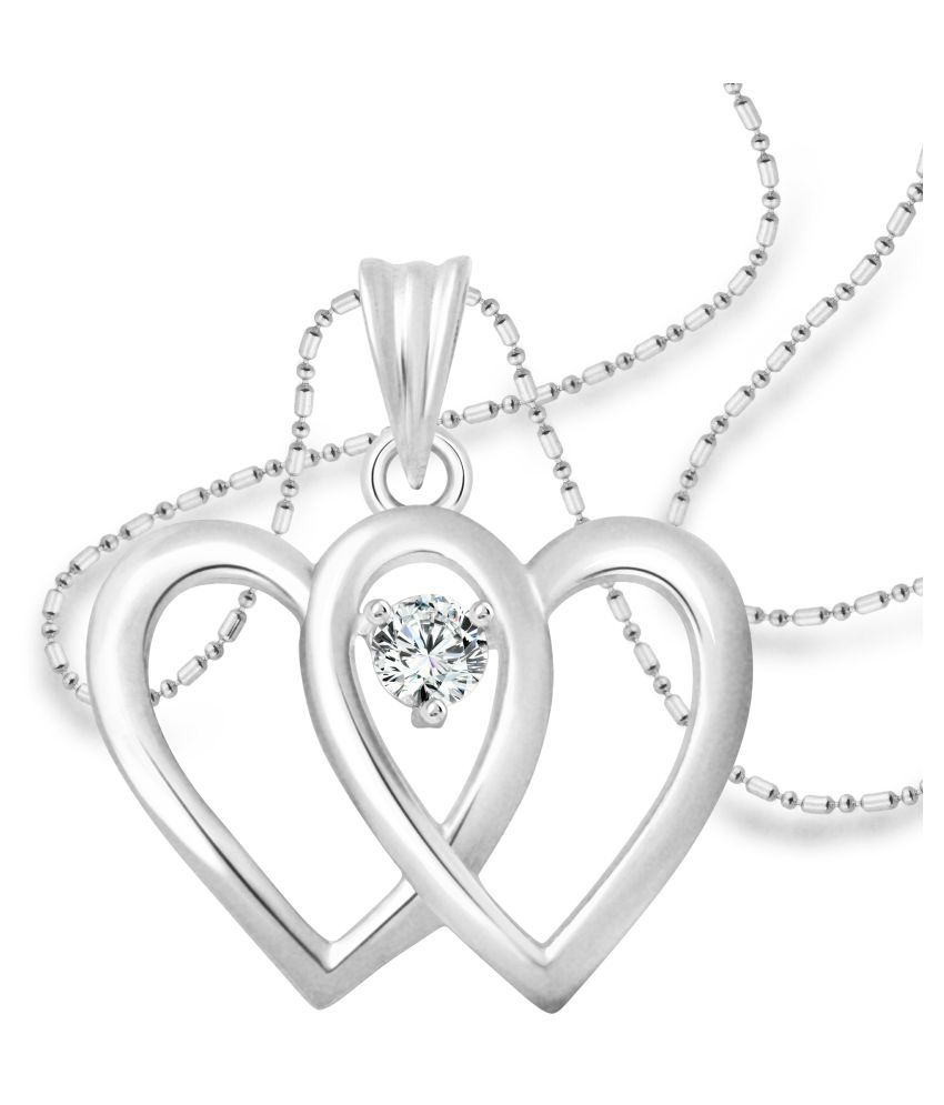     			Vighnaharta Magic Heart Solitaire CZ Rhodium Plated Alloy Pendant with Chain for Girls and Women - [VFJ1221PR]