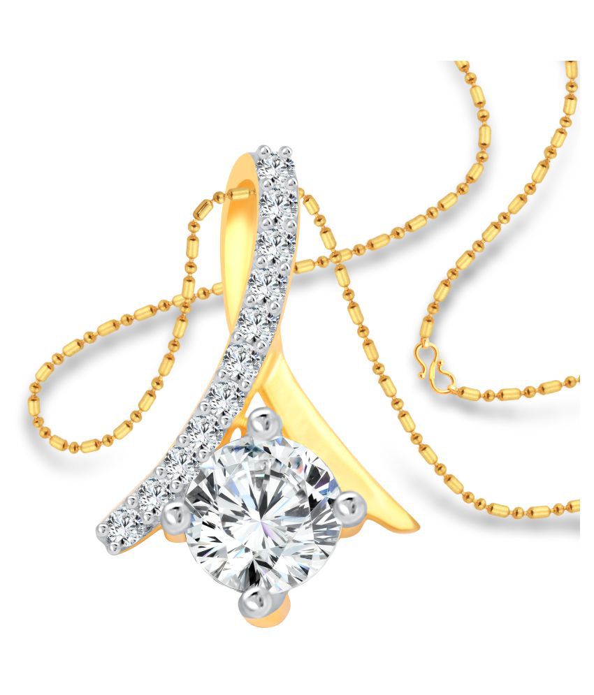     			Vighnaharta Valentine Attractive Solitaire CZ Gold and Rhodium Plated Alloy Pendant with Chain for Girls - [VFJ1203PG]