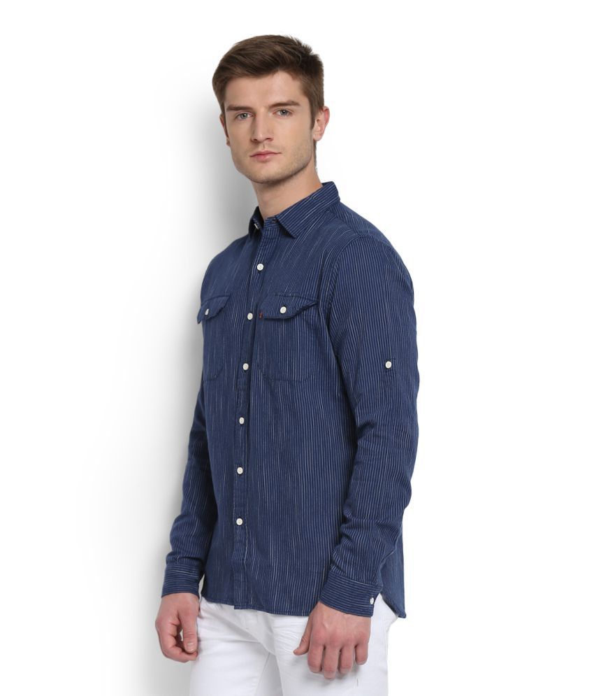 levi blue jean shirt