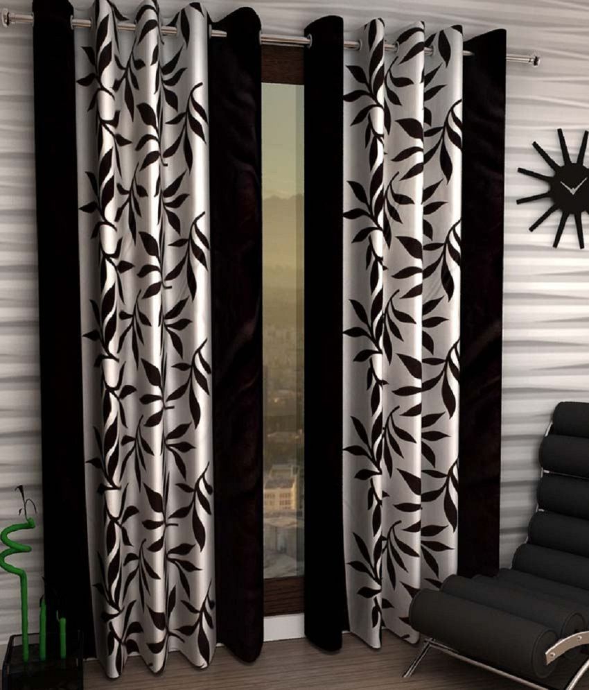     			Panipat Textile Hub Semi-Transparent Eyelet Door Curtain 7 ft Pack of 2 -Multi Color