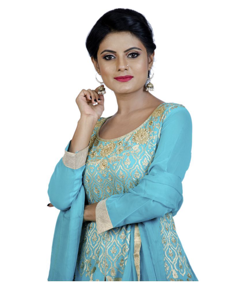 blue georgette suit