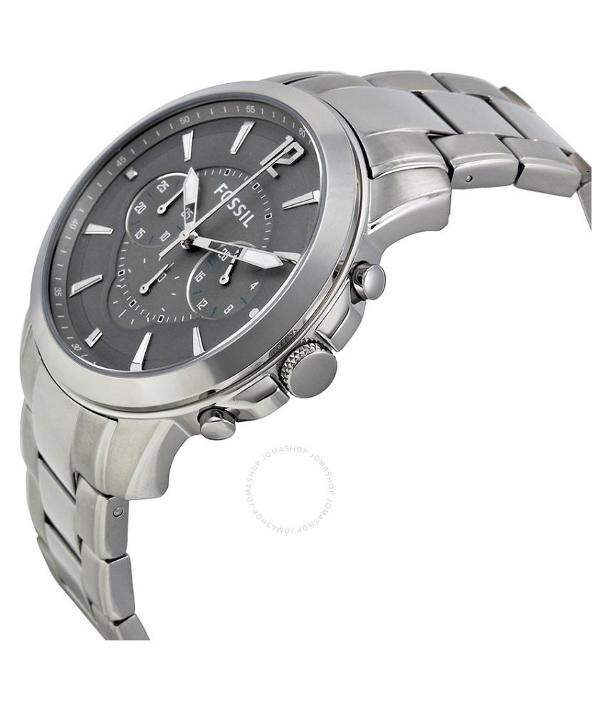 fossil chronograph silver dial men's watch