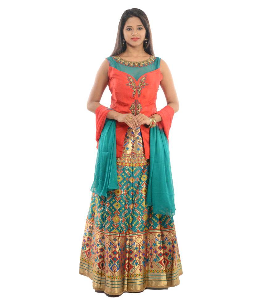 Madona Brocade Kurti With Skirt Stitched Suit Buy Madona Brocade