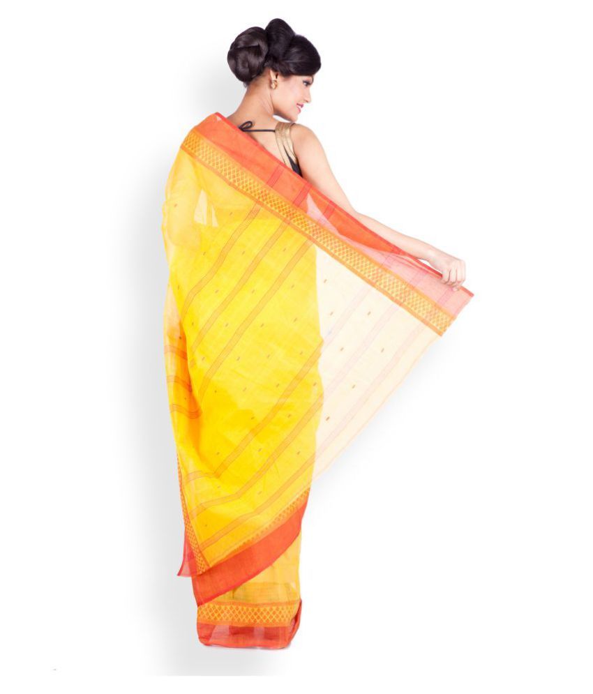 Sangam Kolkata Yellow Bengal Handloom Saree Buy Sangam Kolkata Yellow