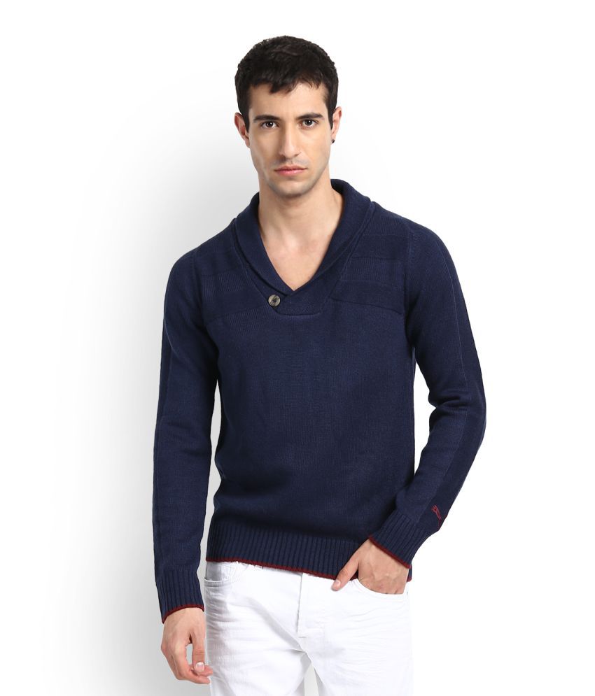 Puma Blue V Neck Sweater - Buy Puma Blue V Neck Sweater Online at Best ...
