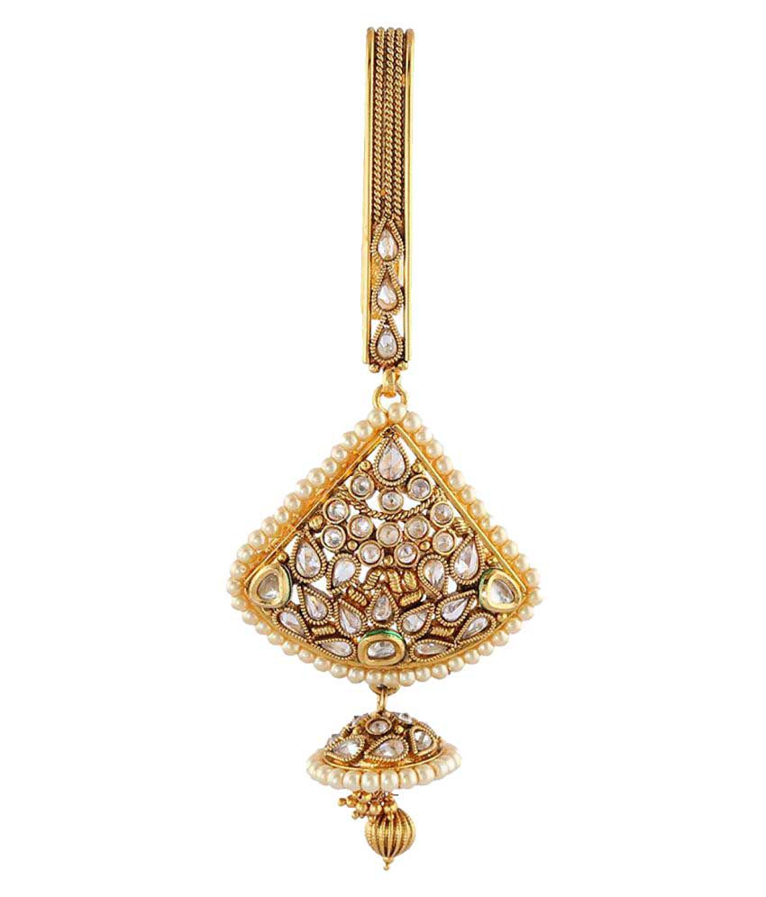 Anuradha Art Golden Colour Styled With Studded Stone With Golden Beads ...