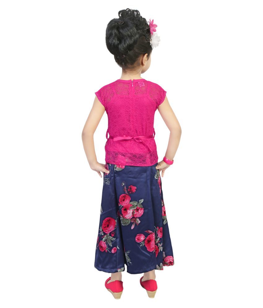 navy blue skirt with pink top