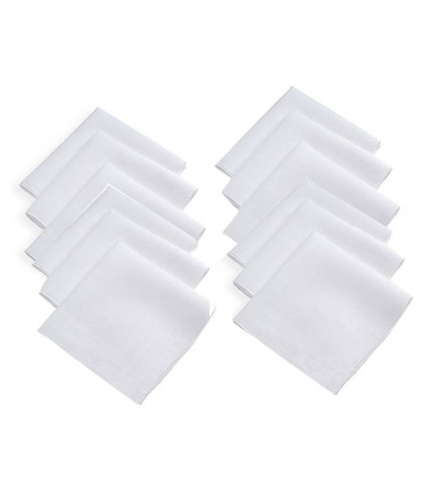     			Tahiro White Cotton Casual  Handkerchiefs - Pack Of 10