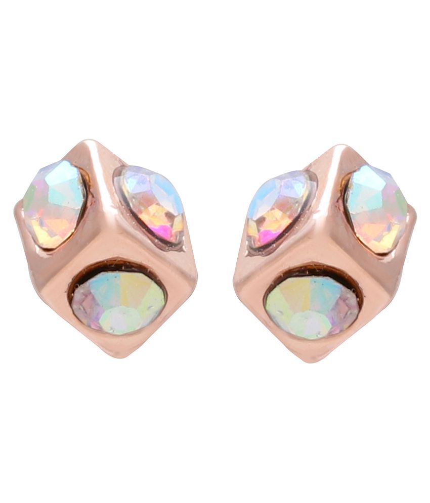 Sparkling Drop Rose Gold Plated Alloy Contemporary Fashion Stud Earring