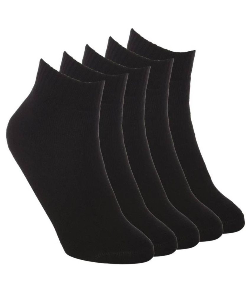     			Tahiro Black Cotton Ankle Length Socks - Pack Of 5