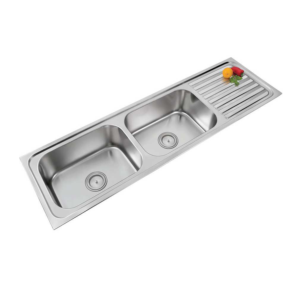 Buy Anupam Stainless Steel Double Bowl Sink With Drainboard