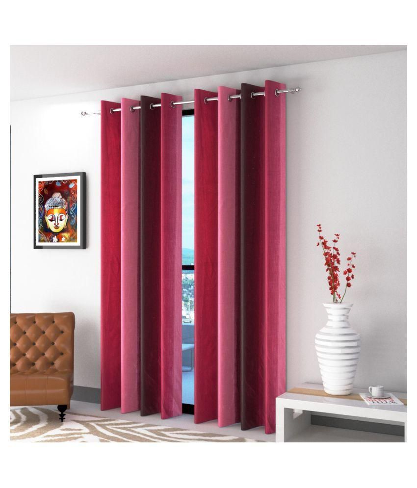 Mangal Set Of 2 Door Eyelet Curtains Stripes Wine Buy Mangal Set