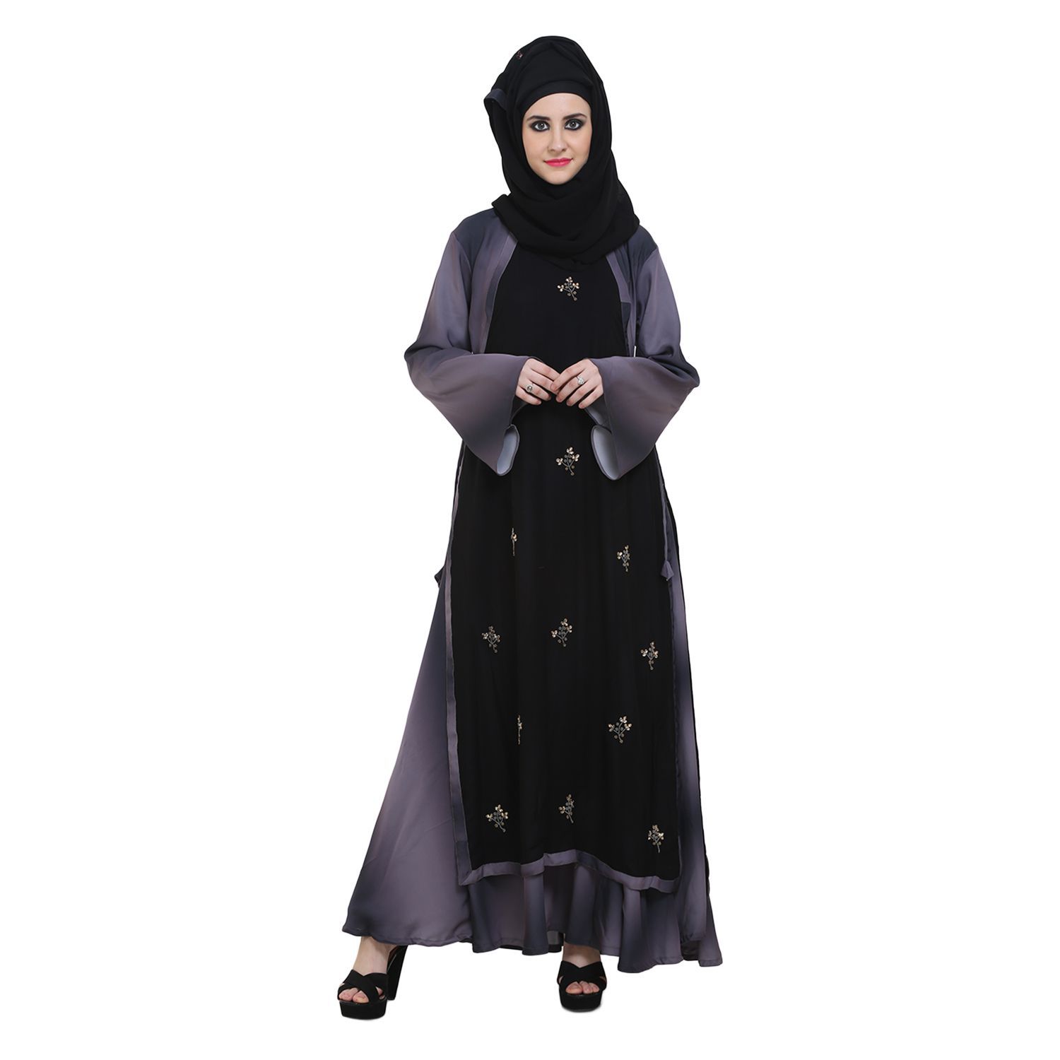 abaya Multicoloured Crepe Stitched Burqas with Hijab Price in India abaya Multicoloured Crepe Stitched Burqas with Hijab