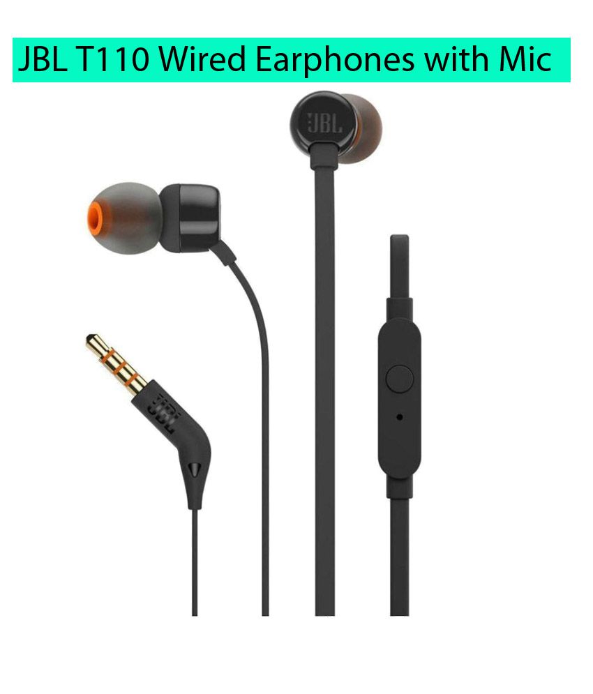     			JBL T110 In Ear Wired Handsfree Earphones With Mic Black