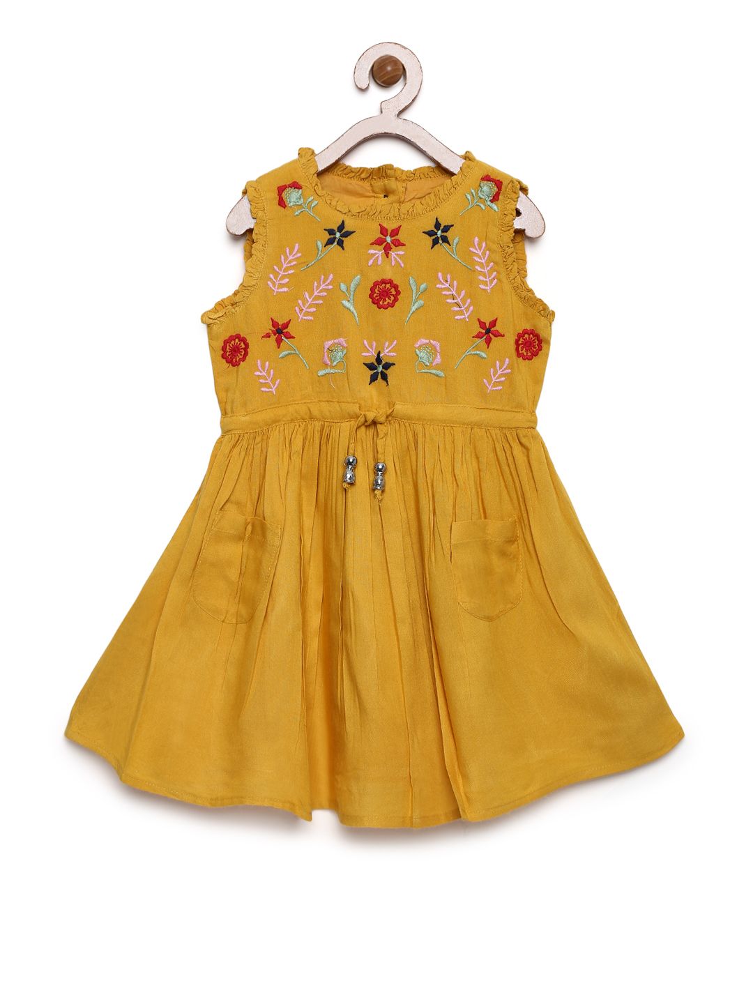 Bella Moda Girls Yellow Printed Fit amp; Flare Dress