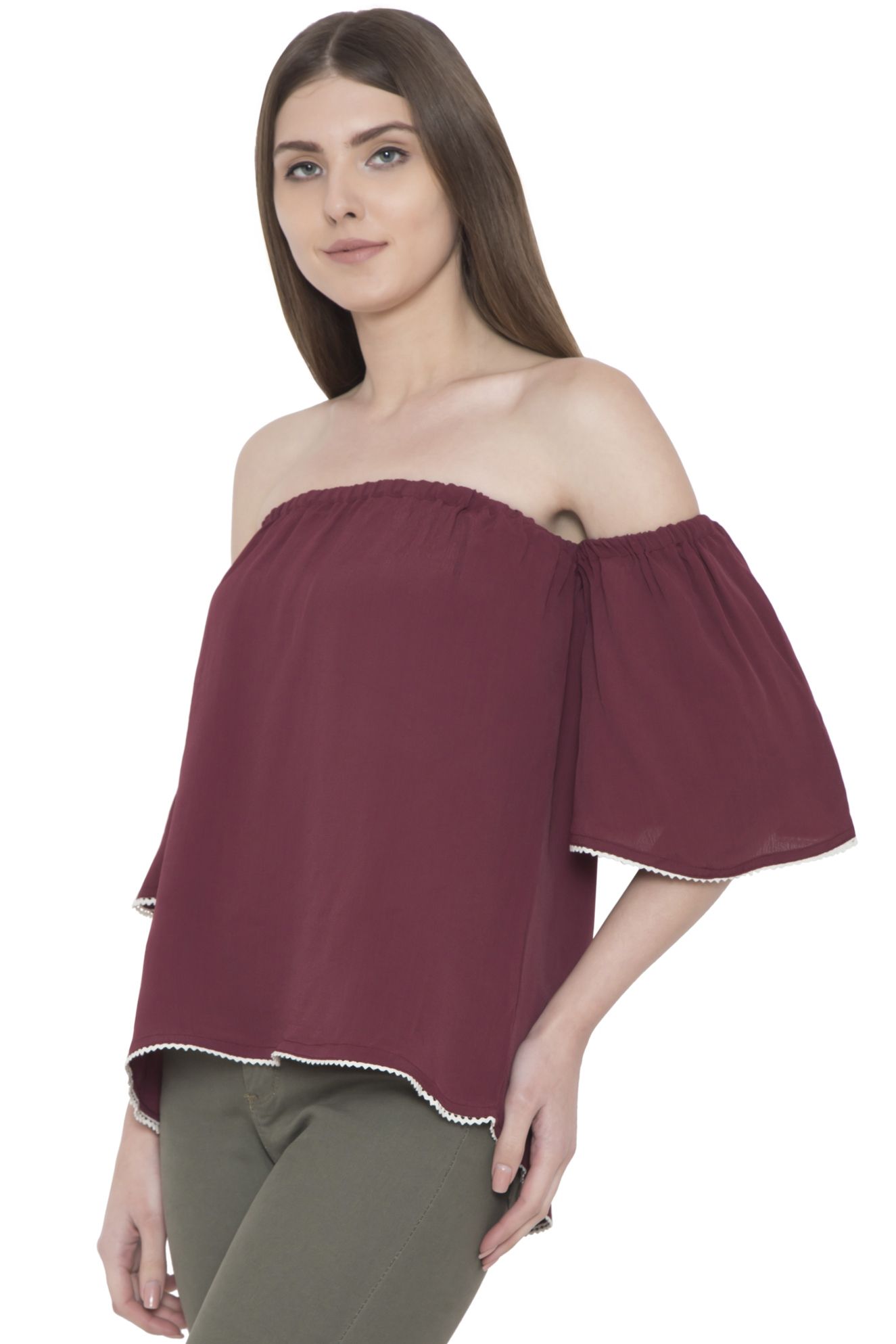 ARV Fashion Poly Crepe Regular Tops - Maroon - Buy ARV Fashion Poly ...